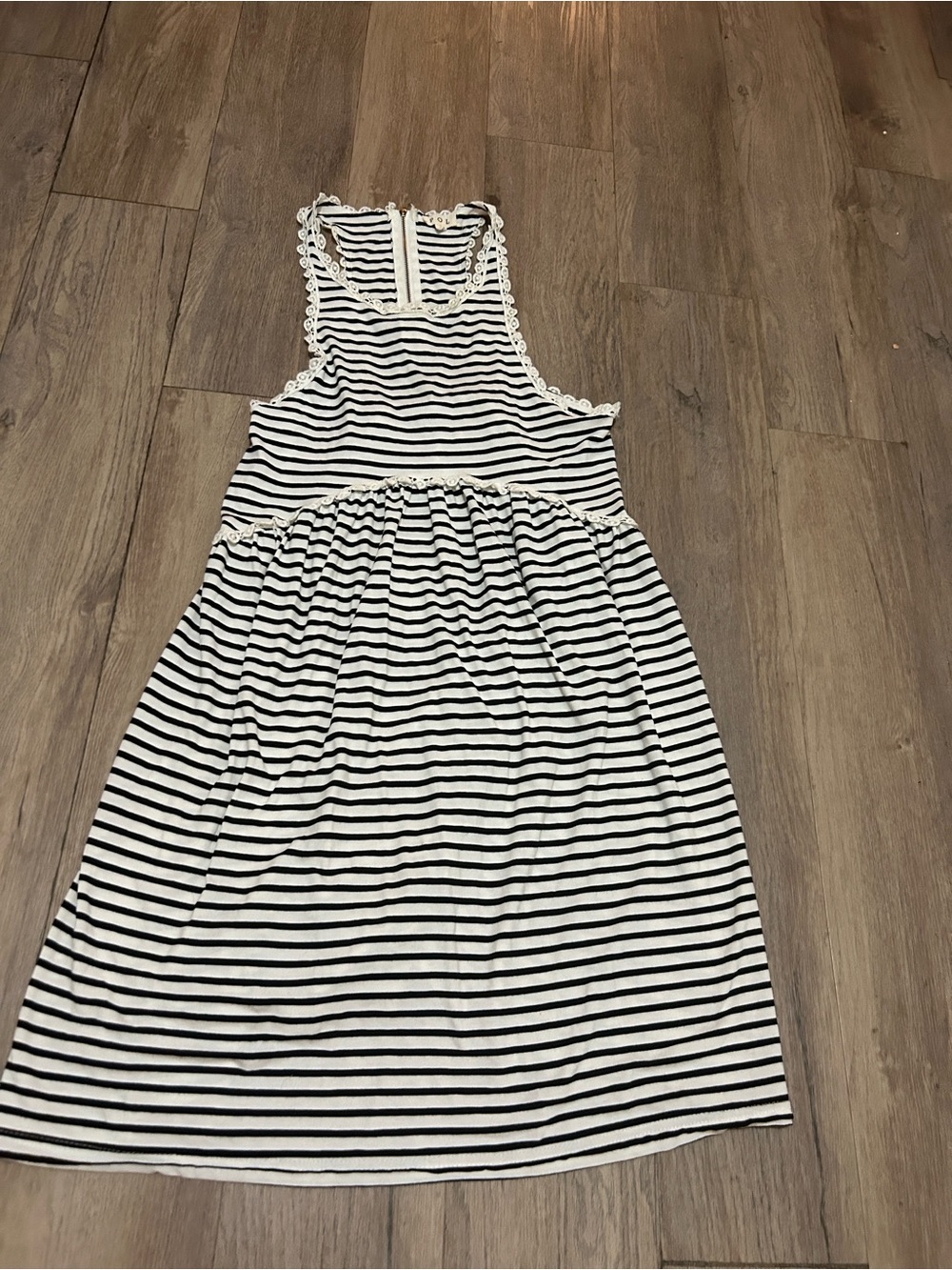 POL Black and White Striped Midi Dress